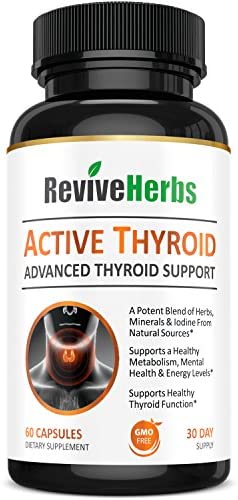 Premium Thyroid Support with Ashwagandha, Iodine, Selenium, Magnesium, Zinc, Kelp, B12 & More for Hypothyroidism, Weight Loss, Increased Energy & Metabolism by Revive Herbs